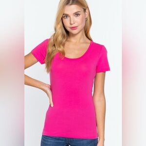 2/$5 Sale - Hot Pink Short Sleeve Spandex Tee